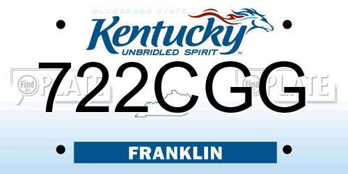 722CGG Kentucky License Plate
