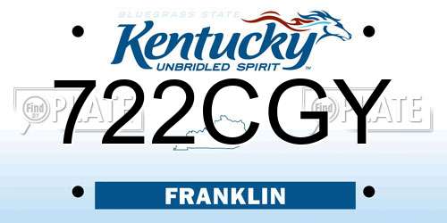 722CGY Kentucky License Plate