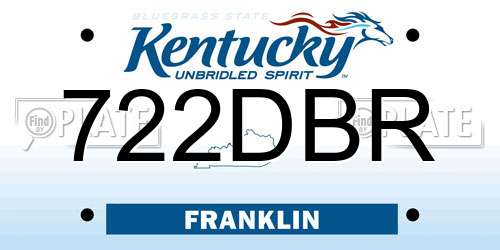 722DBR Kentucky License Plate