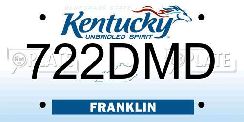 722DMD Kentucky License Plate