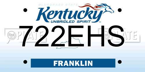 722EHS Kentucky License Plate