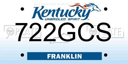 722GCS Kentucky License Plate