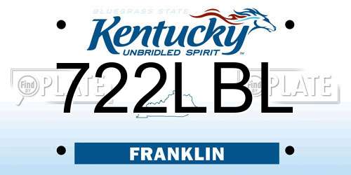 722LBL Kentucky License Plate