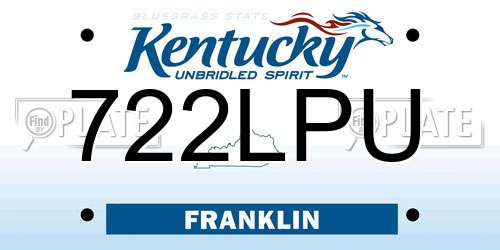 722LPU Kentucky License Plate