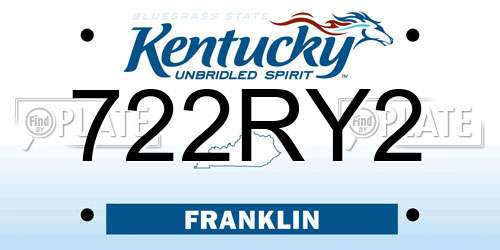 722RY2 Kentucky License Plate