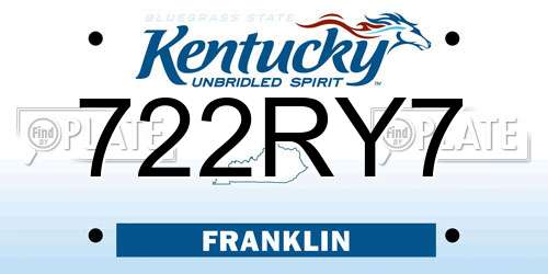 722RY7 Kentucky License Plate