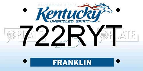 722RYT Kentucky License Plate