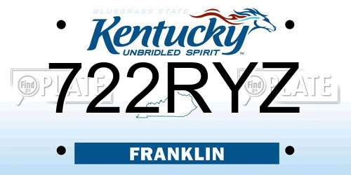 722RYZ Kentucky License Plate