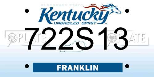 722S13 Kentucky License Plate