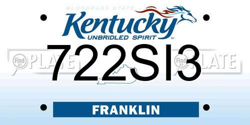 722SI3 Kentucky License Plate