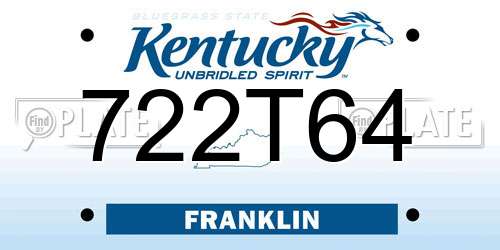 722T64 Kentucky License Plate