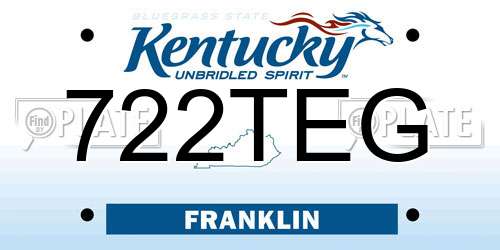 722TEG Kentucky License Plate