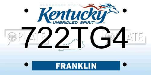 722TG4 Kentucky License Plate