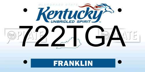 722TGA Kentucky License Plate