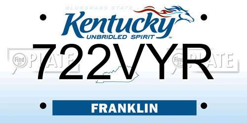 722VYR Kentucky License Plate