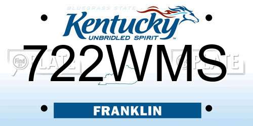 722WMS Kentucky License Plate