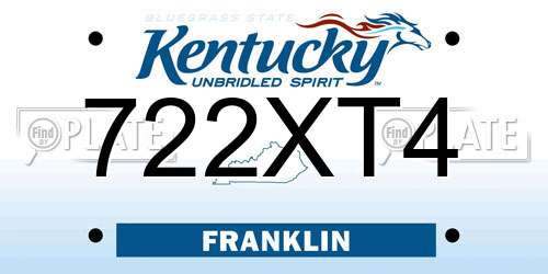 722XT4 Kentucky License Plate
