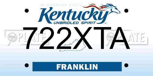 722XTA Kentucky License Plate