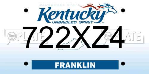 722XZ4 Kentucky License Plate