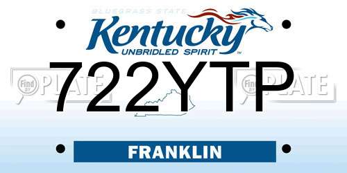 722YTP Kentucky License Plate