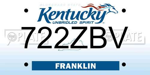 722ZBV Kentucky License Plate