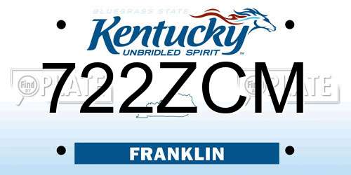 722ZCM Kentucky License Plate