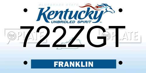 722ZGT Kentucky License Plate