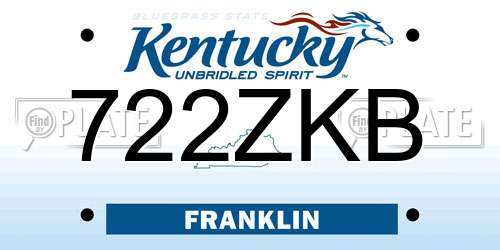 722ZKB Kentucky License Plate