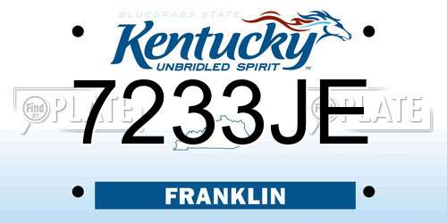 7233JE Kentucky License Plate