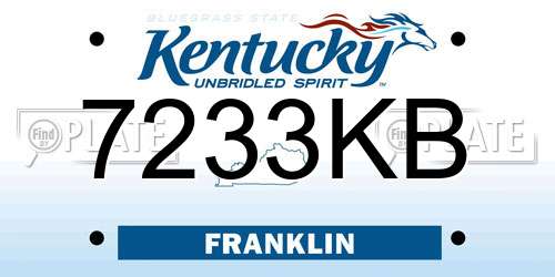 7233KB Kentucky License Plate
