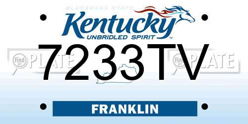 7233TV Kentucky License Plate