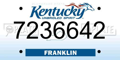 7236642 Kentucky License Plate