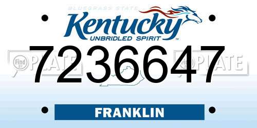 7236647 Kentucky License Plate