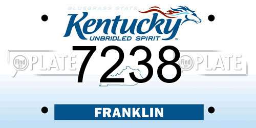7238 Kentucky License Plate