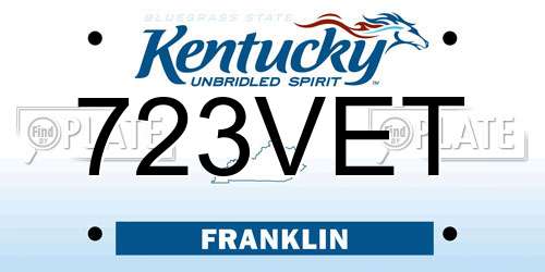 723VET Kentucky License Plate