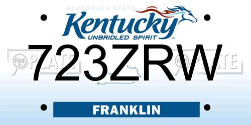 723ZRW Kentucky License Plate