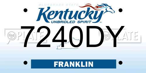 7240DY Kentucky License Plate