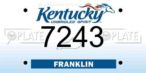 7243 Kentucky License Plate
