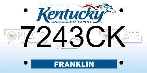 7243CK Kentucky License Plate