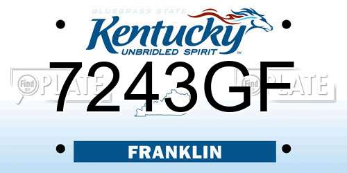 7243GF Kentucky License Plate
