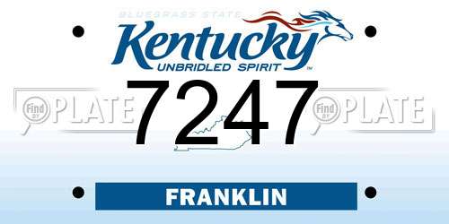 7247 Kentucky License Plate