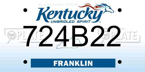 724B22 Kentucky License Plate