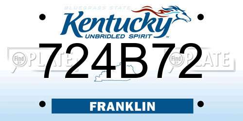 724B72 Kentucky License Plate
