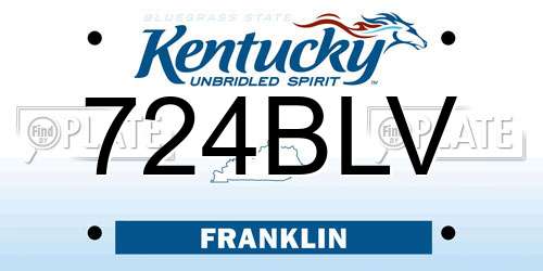 724BLV Kentucky License Plate