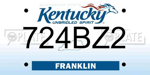 724BZ2 Kentucky License Plate