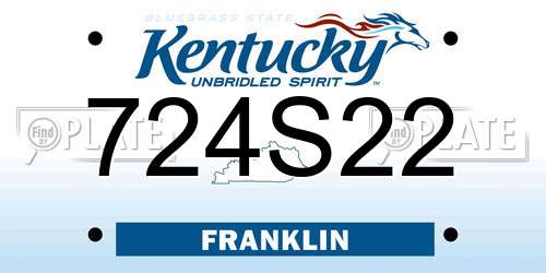 724S22 Kentucky License Plate