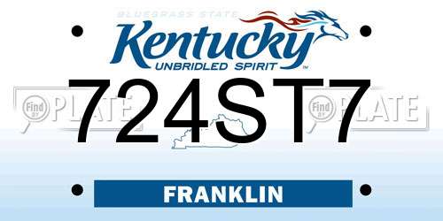 724ST7 Kentucky License Plate