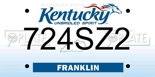 724SZ2 Kentucky License Plate