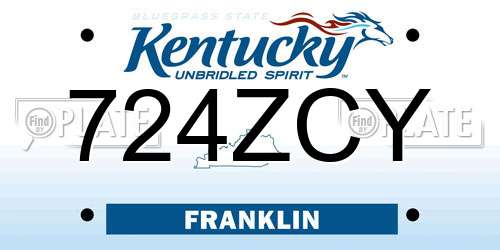 724ZCY Kentucky License Plate