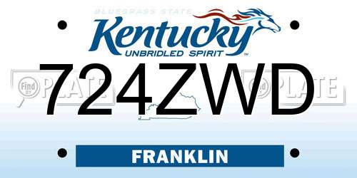 724ZWD Kentucky License Plate